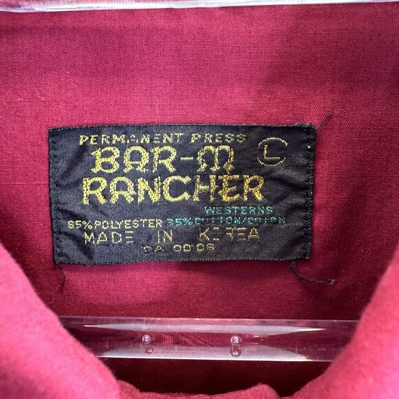 Vintage Bar M Rancher Shirt Mens Size Large Red Western Pearl Snap Rockabilly - Picture 4 of 5
